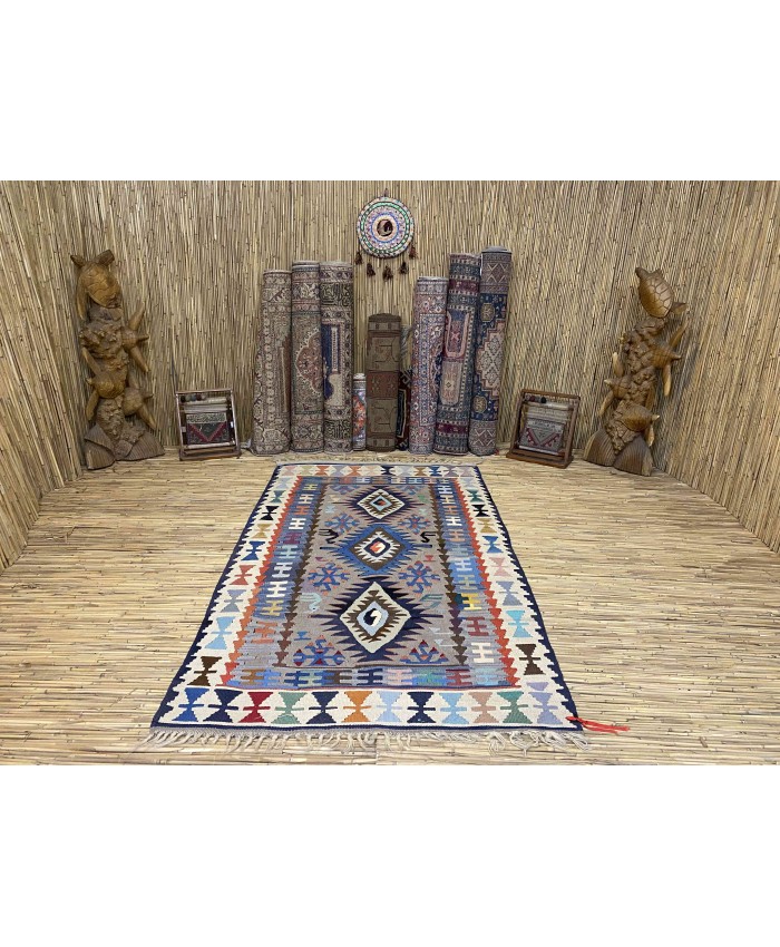 Handmade Turkish Kayseri Nomadic Original  Wool on Wool Kilim – FREE SHIPPING..!